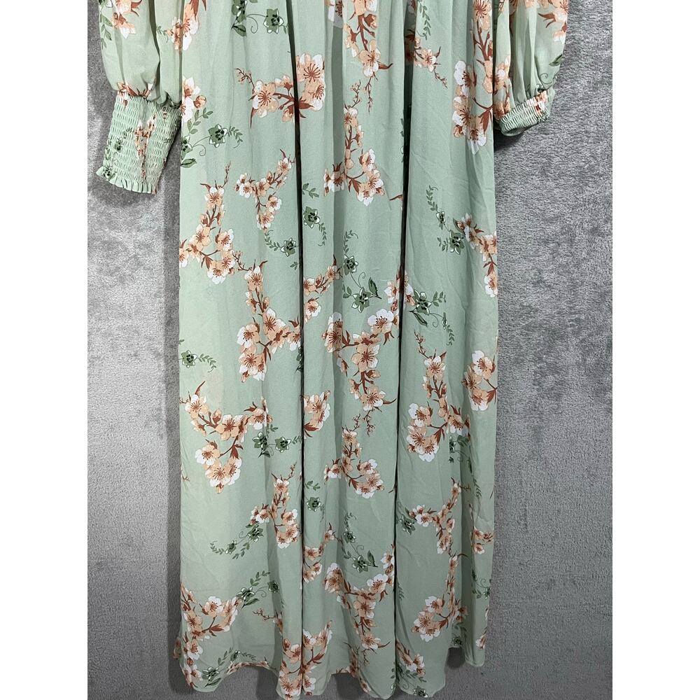 Baltic Born Olivia Maxi Dress Medium Sage Green Floral Chiffon Smocked Waist NWT - Picture 4 of 9